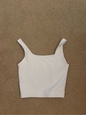 ReoRia White Square Neck Crop Tank